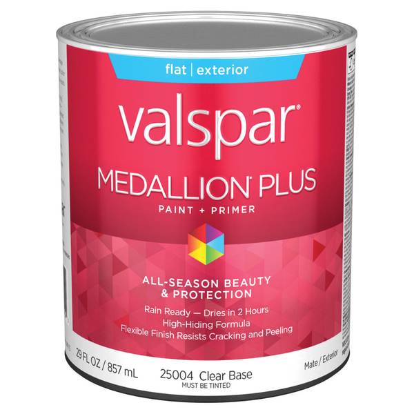 Valspar 1 Quart Clear Base Flat Medallion Plus Exterior Paint & Primer