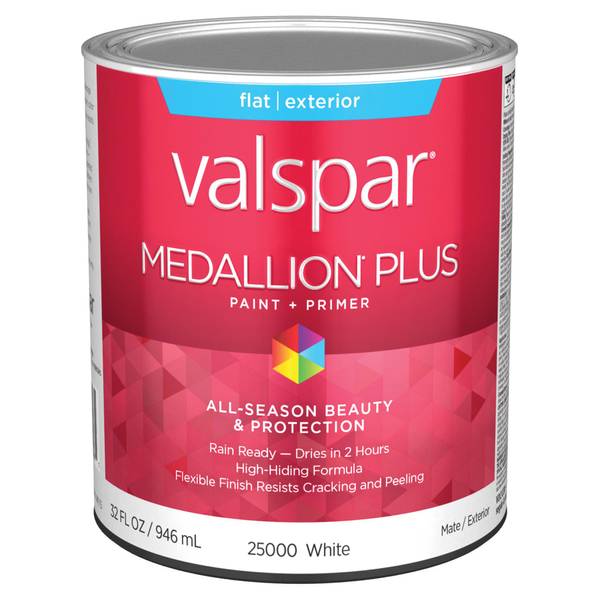 Photo of 1 Quart Medallion Plus Exterior Paint + Primer, Flat, White Base