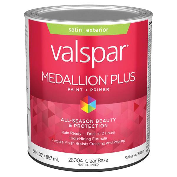 Valspar 1 Quart Clear Base Satin Medallion Plus Exterior Paint & Primer 028.0026004.005