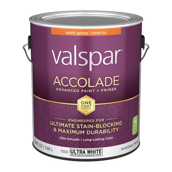 Photo of 1 Gallon Accolade Interior Paint + Primer, Semi-Gloss, Ultra White