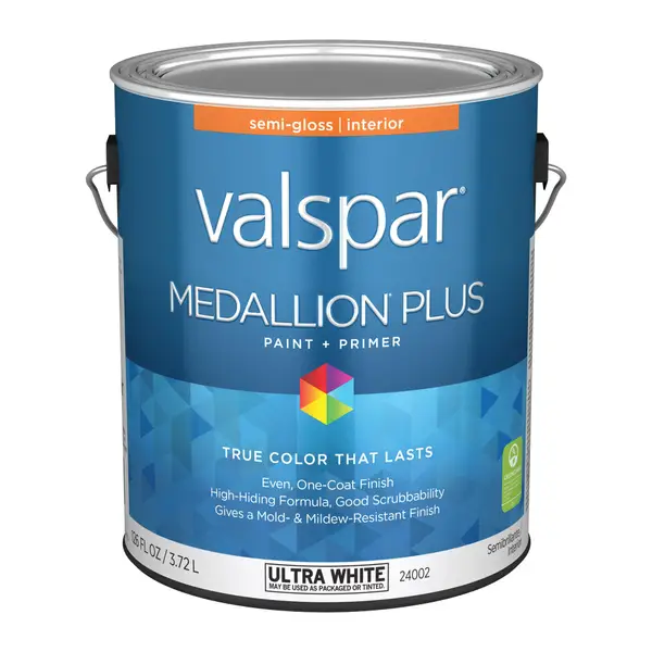 Valspar 1 Gallon Ultra White Semi-Gloss Medallion Plus Interior Paint &  Primer