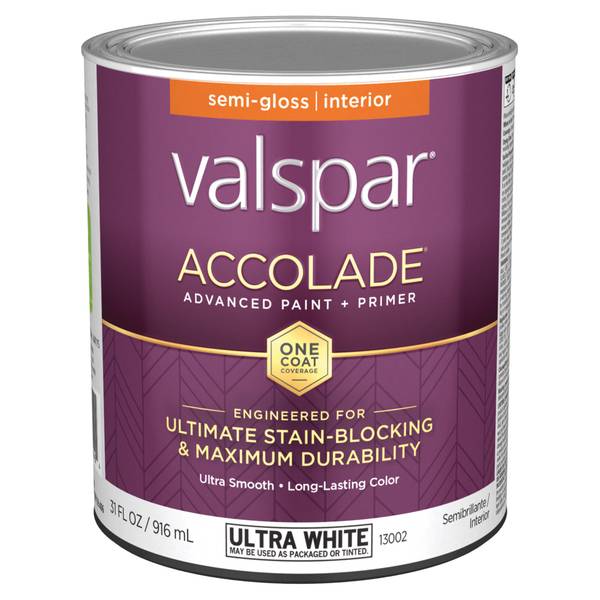 Valspar Signature Semi-gloss Ultra White Tintable Latex Interior Paint +  Primer (1-quart) in the Interior Paint department at