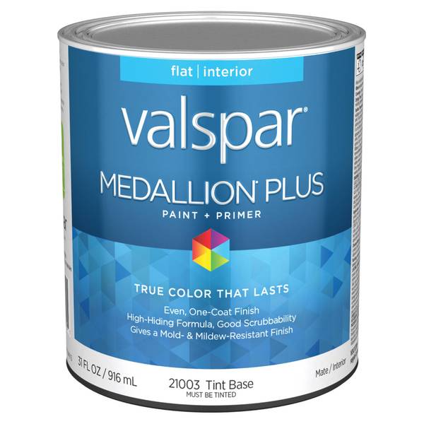 Valspar 1 Quart Tint Base Flat Medallion Plus Interior Paint & Primer ...