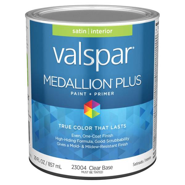 Valspar 1 Quart Clear Base Satin Medallion Plus Interior Paint & Primer