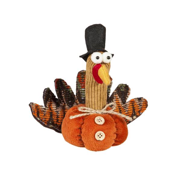 Evergreen Enterprises 5" Fabric Turkey Table Decor in Tray 8TAN417