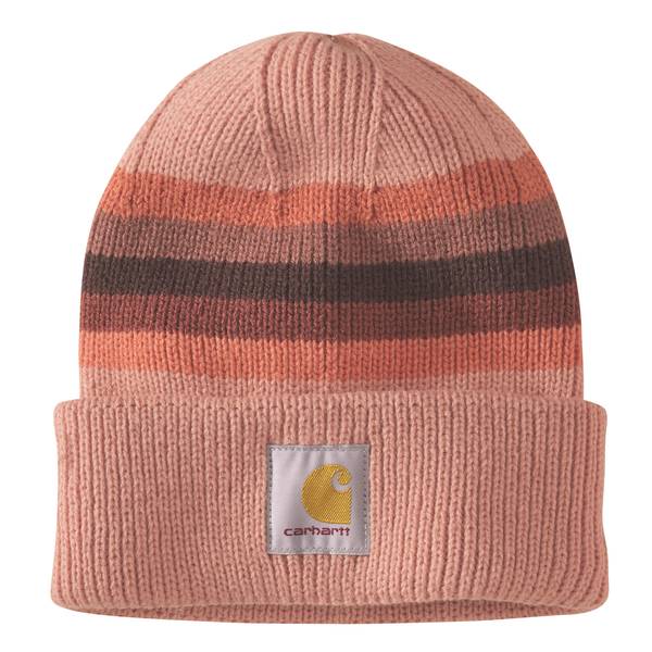 Carhartt Women's Rib Knit Beanie, Cameo Brown Stripe, OS 105560B62
