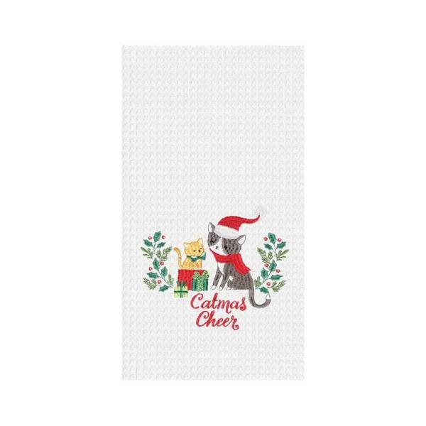 Decorative Towel All Is Calm Set/2 Cotton Kitchen Christmas Retro