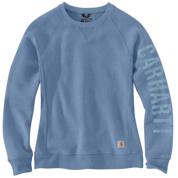 Women's Relaxed Fit Midweight Crewneck Block Logo Sleeve Graphic Sweatshirt