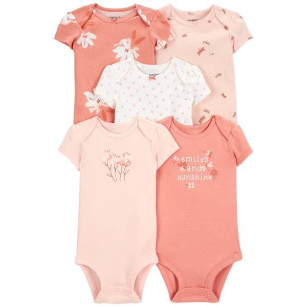 Carter's Infant Girl's 5-Pack Short-Sleeve Bodysuits - 1P565710-NB ...