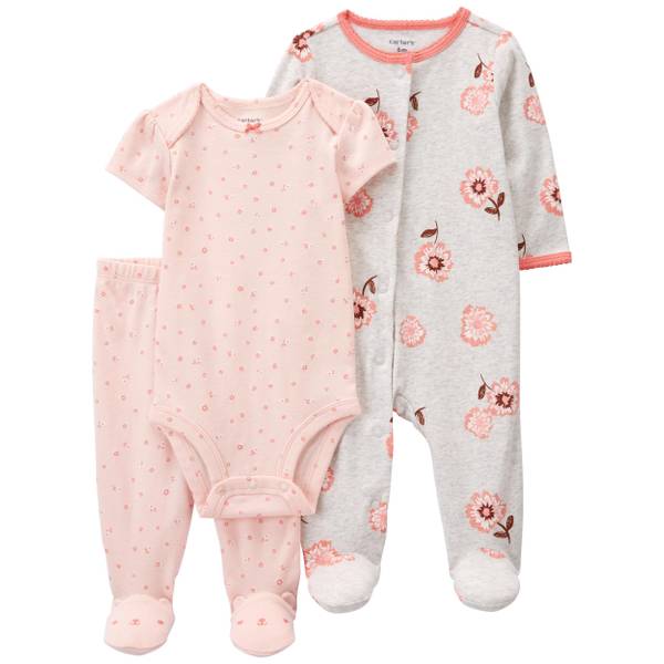 Carter's Infant Girl's 3-Piece Floral Bodysuit Set - 1P570410-NB ...