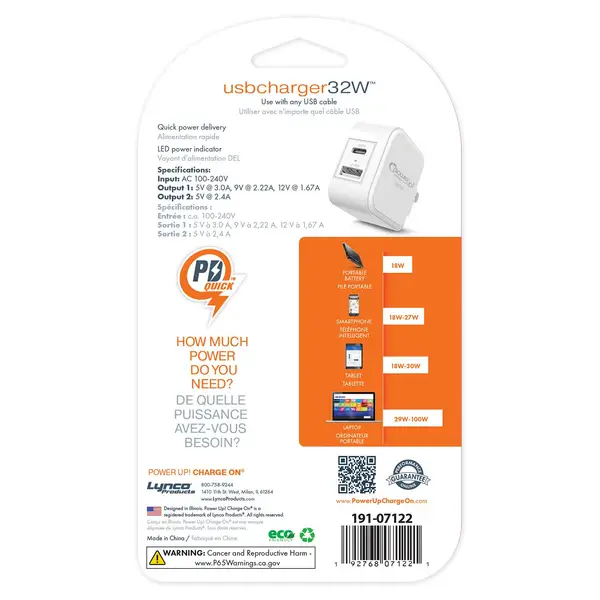 Power Up 32w USB-C Charger Wall Plug - 191-07122 | Blain's Farm