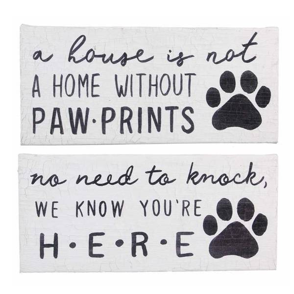 Youngs Inc 13.58" Antiqued Canvas Dog Wall Sign Assortment 20548