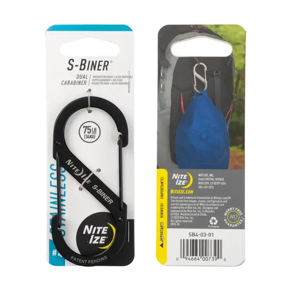 Nite Ize S-Biner Dual Carabiner #2 - Stainless Steel, Snap-Hook Key Ring, Secure Stainless Steel Construction