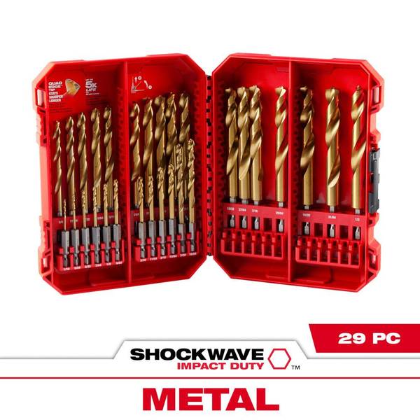 Milwaukee 29-Piece SHOCKWAVE Impact Duty RED HELIX Titanium