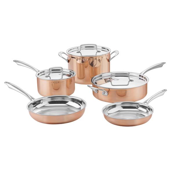 Fit Choice 8 Pieces Steel Hammered Copper Cookware Set Pots and Pans W/ Non-Stick