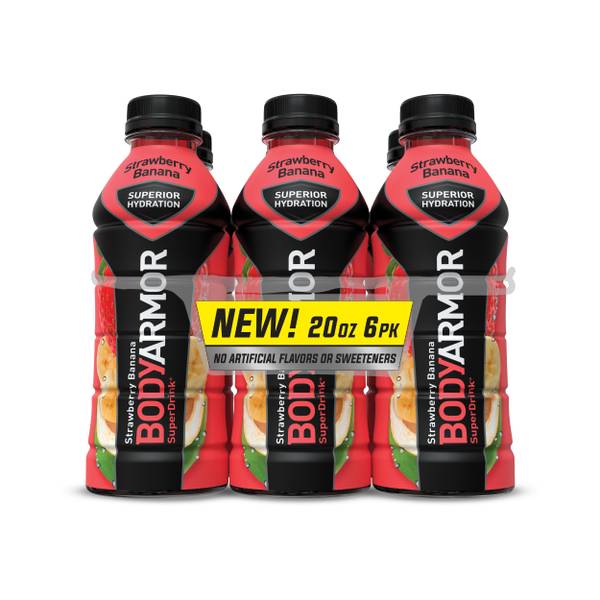 BODYARMOR SuperDrink Strawberry Banana Sports Drink  20 fl oz Bottles  6 Pack