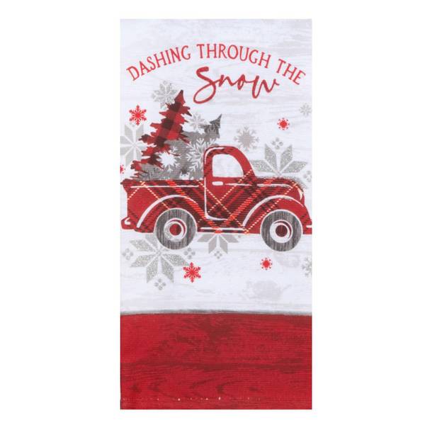 Red Christmas Truck Kitchen Towel, Christmas Kitchen Towels, Farm