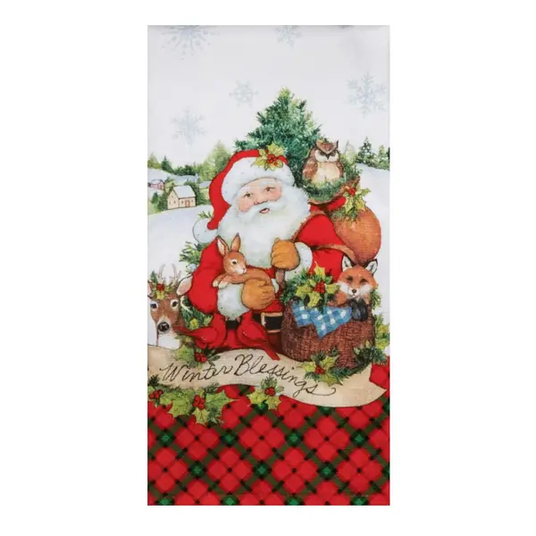 Santa Believe Christmas Village Dual Purpose Kitchen Dish Terry Towel