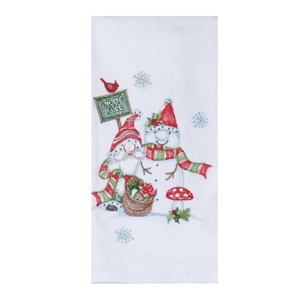 Christmas Sled Ornament Embroidered Cotton Kitchen Hand Towel w