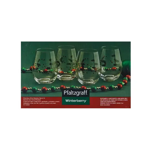 Pfaltzgraff Winterberry 19-oz. Stemless Wine Glasses Set of 4