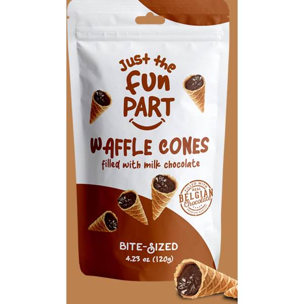 Just The Fun Part, Bite-Size Crispy Mini Waffle Cones with Premium Belgian  Chocolate, Great for Snacks, Dessert, Grab & Go - Kosher, Milk Chocolate