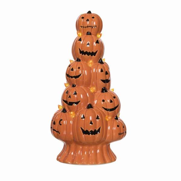 Transpac Imports Inc. Light Up Stacked JackOLantern Tree TH01332