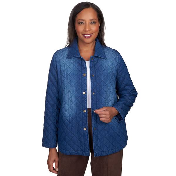 Alfred Dunner Women's Quilted Denim Button Up Jacket - 36430UE-403-M ...
