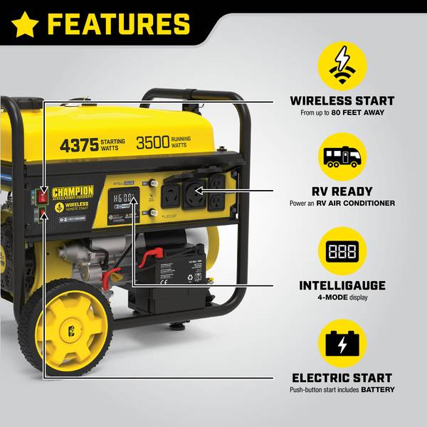 Champion Power Equipment 3500-Watt RV Ready Portable Generator with  Wireless Remote Start - 201181