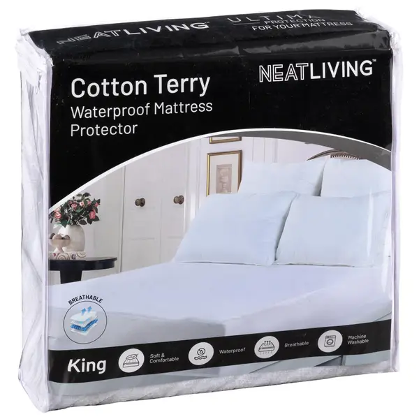 Queen Terry Top Waterproof Mattress Protector Fitted Elastic