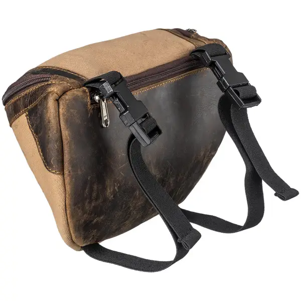 Tough-1 Brown Canvas Pommel Bag with Leather Accents - 61-9920-17