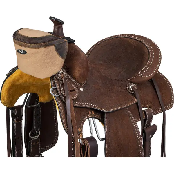 Tough-1 Brown Canvas Pommel Bag with Leather Accents - 61-9920-17