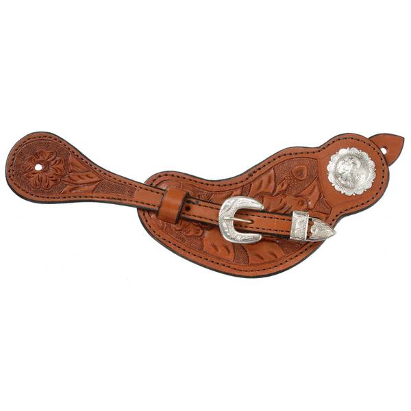 Tough-1 Royal King Lined Cowhide Spur Straps with Floral Tooling - 78 ...