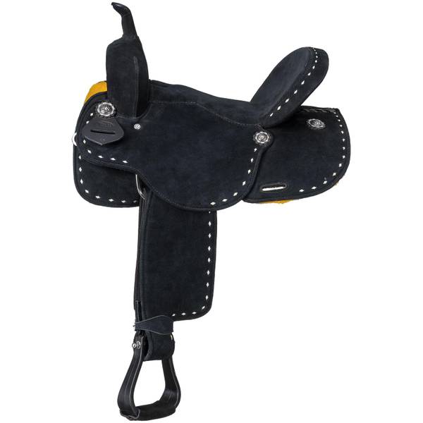 Tough1 14" Black King Series Stratford Suede Barrel Saddle KS9314214 Blain's Farm & Fleet