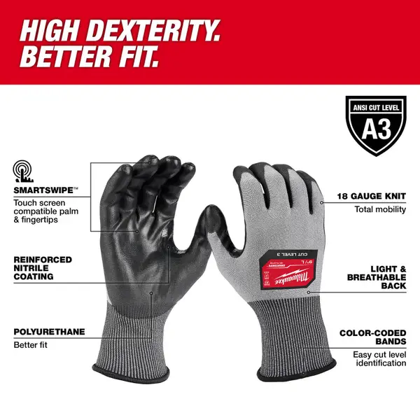 Milwaukee Medium Cut Level 3 High Dexterity Gloves - 48-73-8731