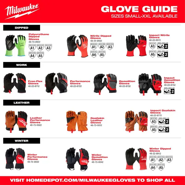 Milwaukee Part # 48-22-8932 - Milwaukee Large Red Nitrile Level 3 Cut  Resistant Dipped Work Gloves - General Purpose Gloves - Home Depot Pro