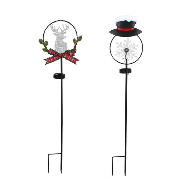Photo of 32" Snowman Deer Solar Stake Assortment