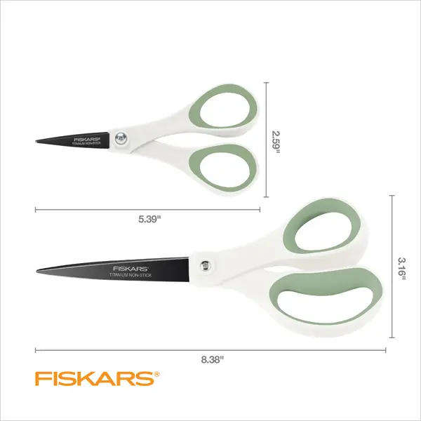 Fiskars 154180-1002 8 Titanium 2 Pack Non-stick Scissors green 