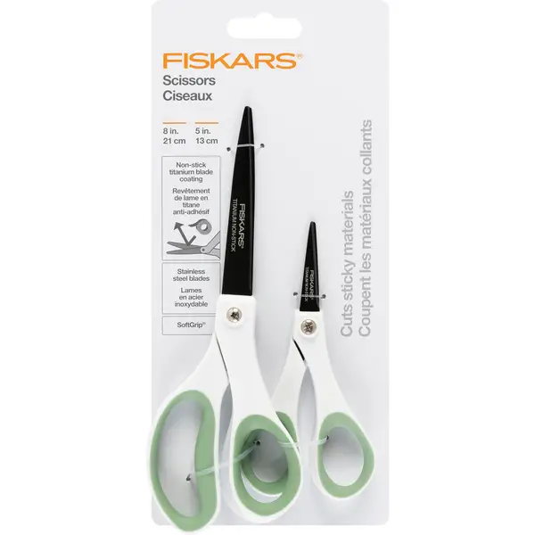 Fiskars 154180-1002 8 Titanium 2 Pack Non-stick Scissors green 