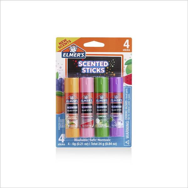 Elmer's Scented Clear Glue Sticks, Safe and Nontoxic, Assorted Scents, 4  Count 