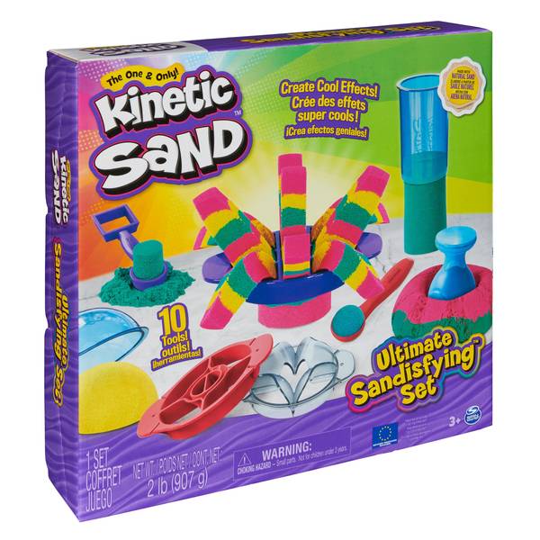 Kinetic Sand Sandbox Set with Green Sand, Tools & Storage 
