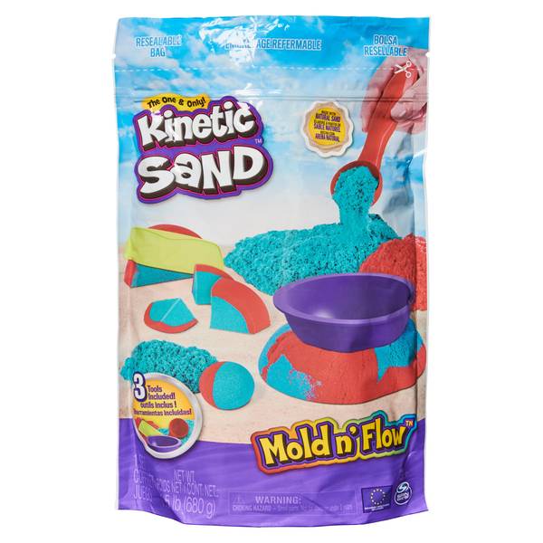 Mold n' Flow Playset with 1.5 lbs Red and Teal Play Sand