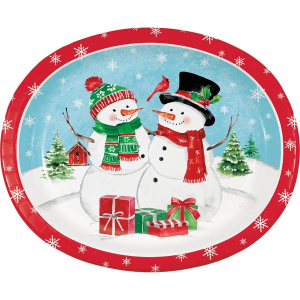 Artstyle Oval Paper Plate Bundle, Dazzling Winter Snowflakes Assortment,  200-count