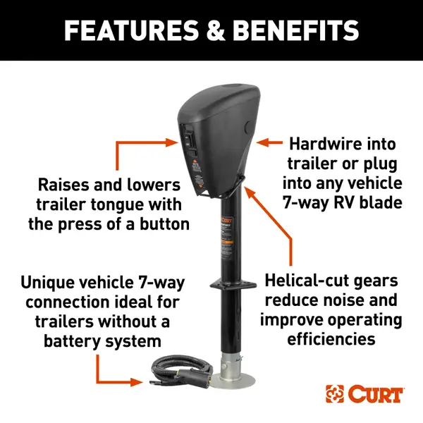 CURT Power Stance Tongue Jack - 813748 | Blain's Farm & Fleet