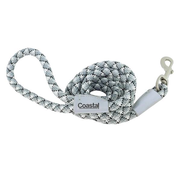 1x 6' Grey Scale Woven Reflective Rope Leash