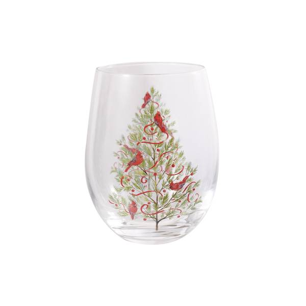 Stemmed Wine Glass, 17 oz., w/ Box ,Christmas Joy