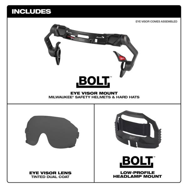 Milwaukee® Bolt™ BOLT EYE VISOR - TINTED DUAL COAT Lens Compatible With Milwaukee Safety Helmets Hard Hats M48731415
