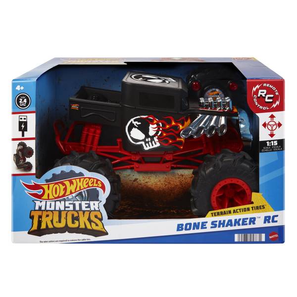 Hot Wheels Radio Control Monster Trucks Twin Pack Bone Shaker and Tiger  Shark
