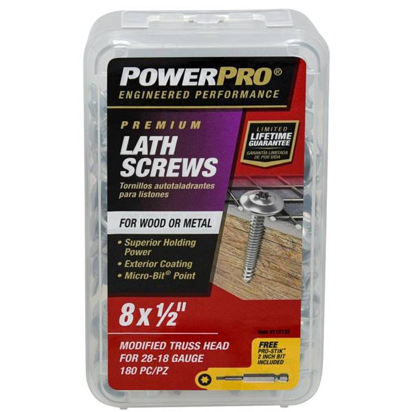 Photo of 180-Count Power Pro 8-32" x 1/2" Self-Drilling Lath Screws