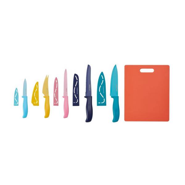 Farberware Pastel 11-Piece Knives & Cutting Board Set