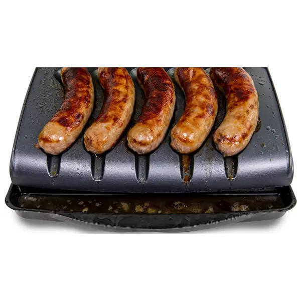  Homecraft Electric Sausage & Brat Grill with Oil Drip Tray,  Carry Handle, and Cord Storage, up to 5 Links of Beef, Turkey, Chicken,  Veggie Sausages, or Hot Dogs: Home & Kitchen